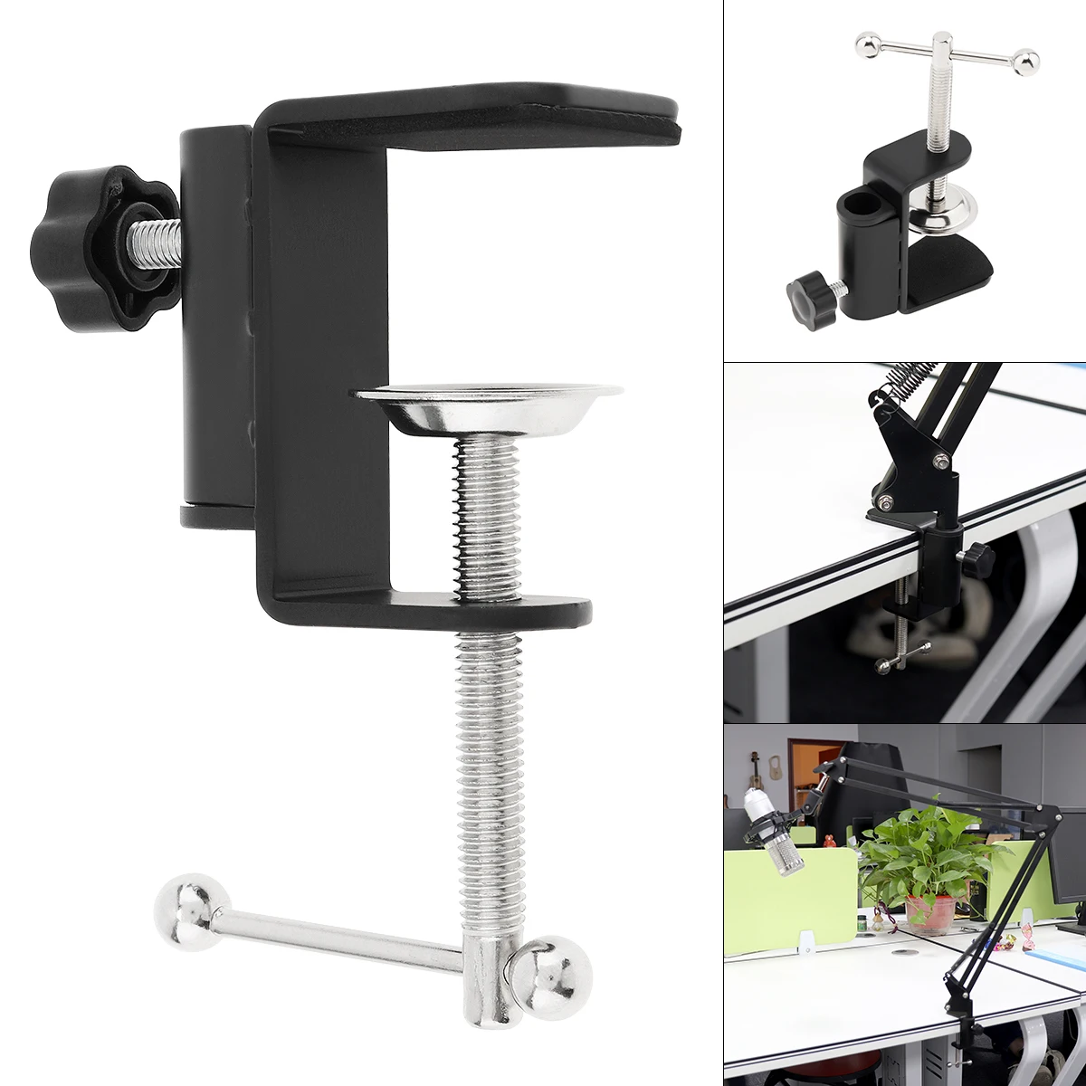 Universal Flexible Arm Table Mount Clamp Bracket Clip Holder Overhead Tripod Mount Clamp for Lamp/ Microphone/ Live Streaming