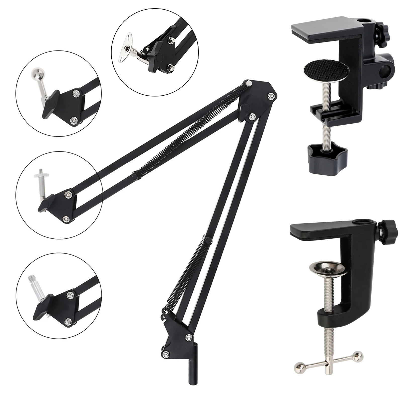 Universal Flexible Arm Table Mount Clamp Bracket Clip Holder Overhead Tripod Mount Clamp for Lamp/ Microphone/ Live Streaming