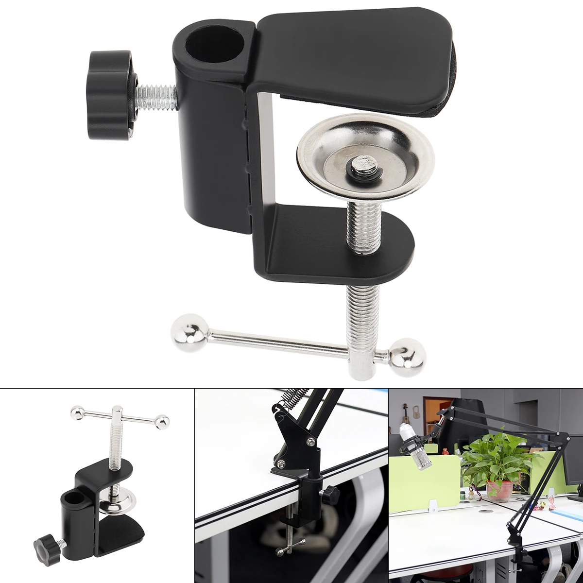 Universal Flexible Arm Table Mount Clamp Bracket Clip Holder Overhead Tripod Mount Clamp for Lamp/ Microphone/ Live Streaming