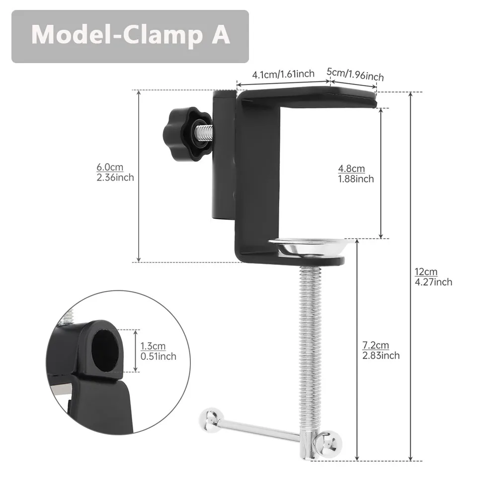 Universal Flexible Arm Table Mount Clamp Bracket Clip Holder Overhead Tripod Mount Clamp for Lamp/ Microphone/ Live Streaming