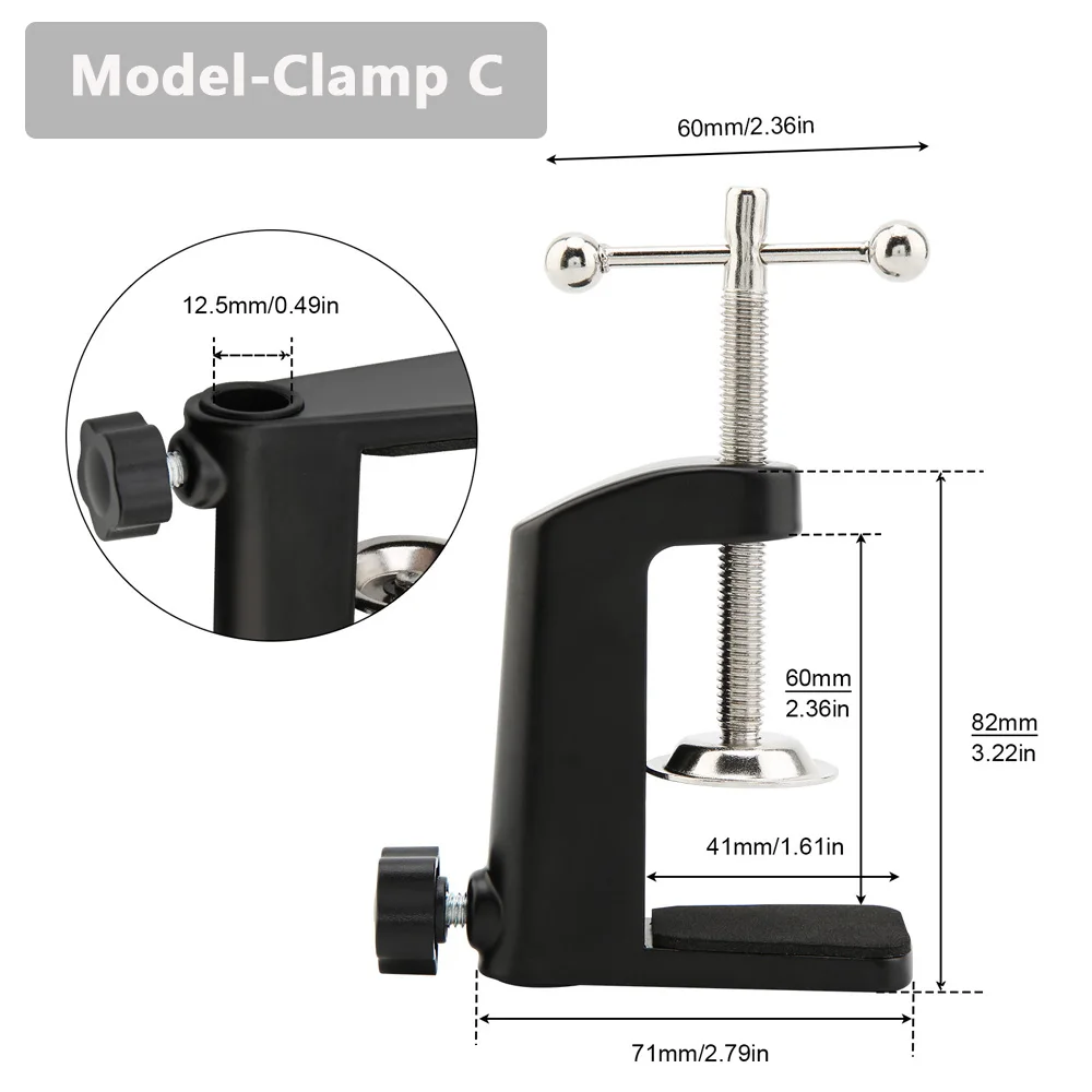 Universal Flexible Arm Table Mount Clamp Bracket Clip Holder Overhead Tripod Mount Clamp for Lamp/ Microphone/ Live Streaming