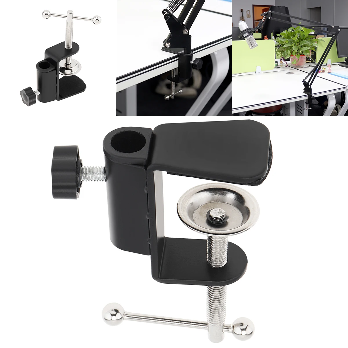 Universal Flexible Arm Table Mount Clamp Bracket Clip Holder Overhead Tripod Mount Clamp for Lamp/ Microphone/ Live Streaming