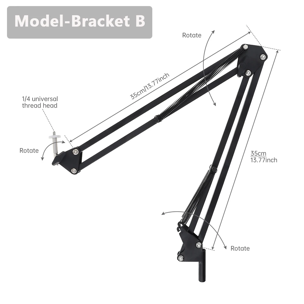 Universal Flexible Arm Table Mount Clamp Bracket Clip Holder Overhead Tripod Mount Clamp for Lamp/ Microphone/ Live Streaming