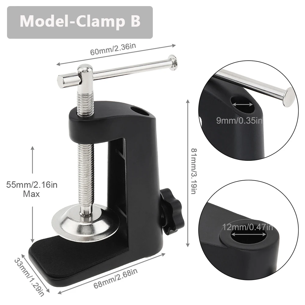 Universal Flexible Arm Table Mount Clamp Bracket Clip Holder Overhead Tripod Mount Clamp for Lamp/ Microphone/ Live Streaming
