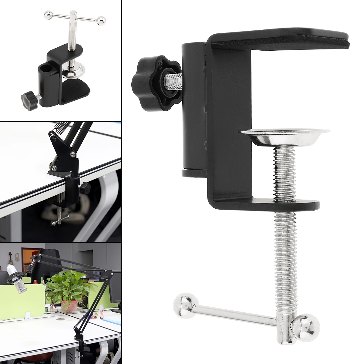 Universal Flexible Arm Table Mount Clamp Bracket Clip Holder Overhead Tripod Mount Clamp for Lamp/ Microphone/ Live Streaming