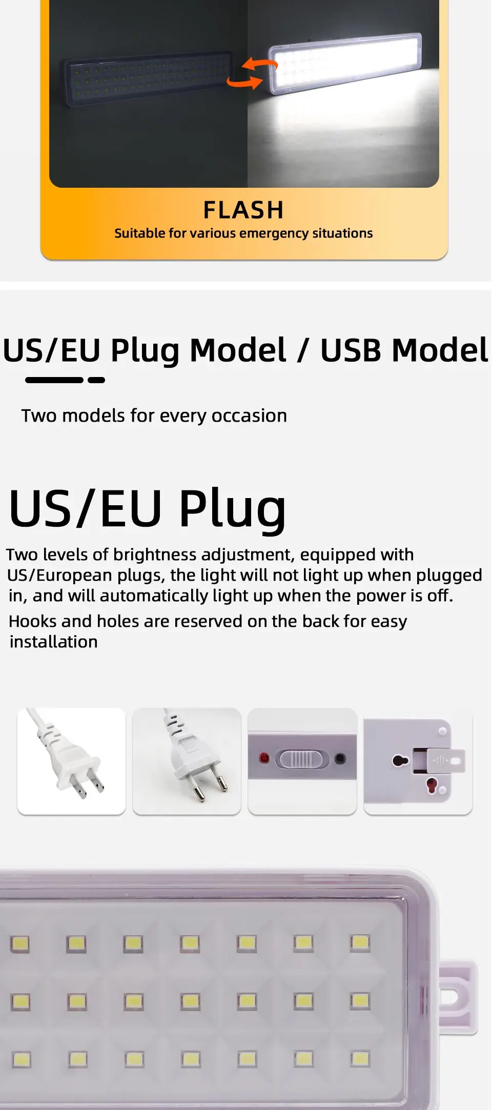 LED Emergency Light, European and American Regulations, Type-C USB Port Rechargeable Multifunctional Camping Light