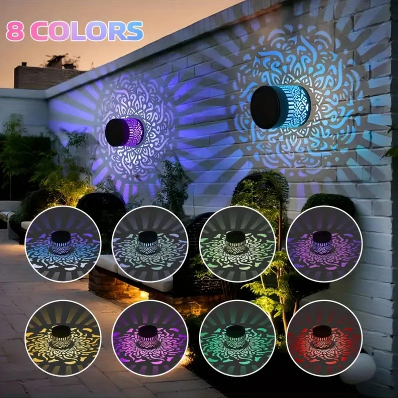 1/4pcs Solar Mandala Sunflower Outdoor Wall Light Waterproof Garden Decorative Lamp for Yard Courtyard Fence Decor
