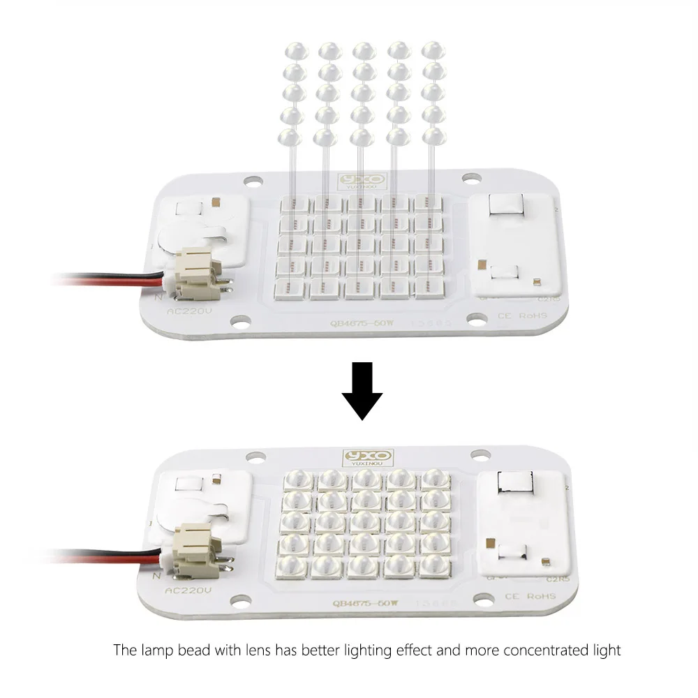 YXO Hydroponice AC 220V 20w 30w 50w Dob Cob LED Grow Light Chip Full Spectrum 380nm-780nm For Indoor Plant Seedling Grow Flower