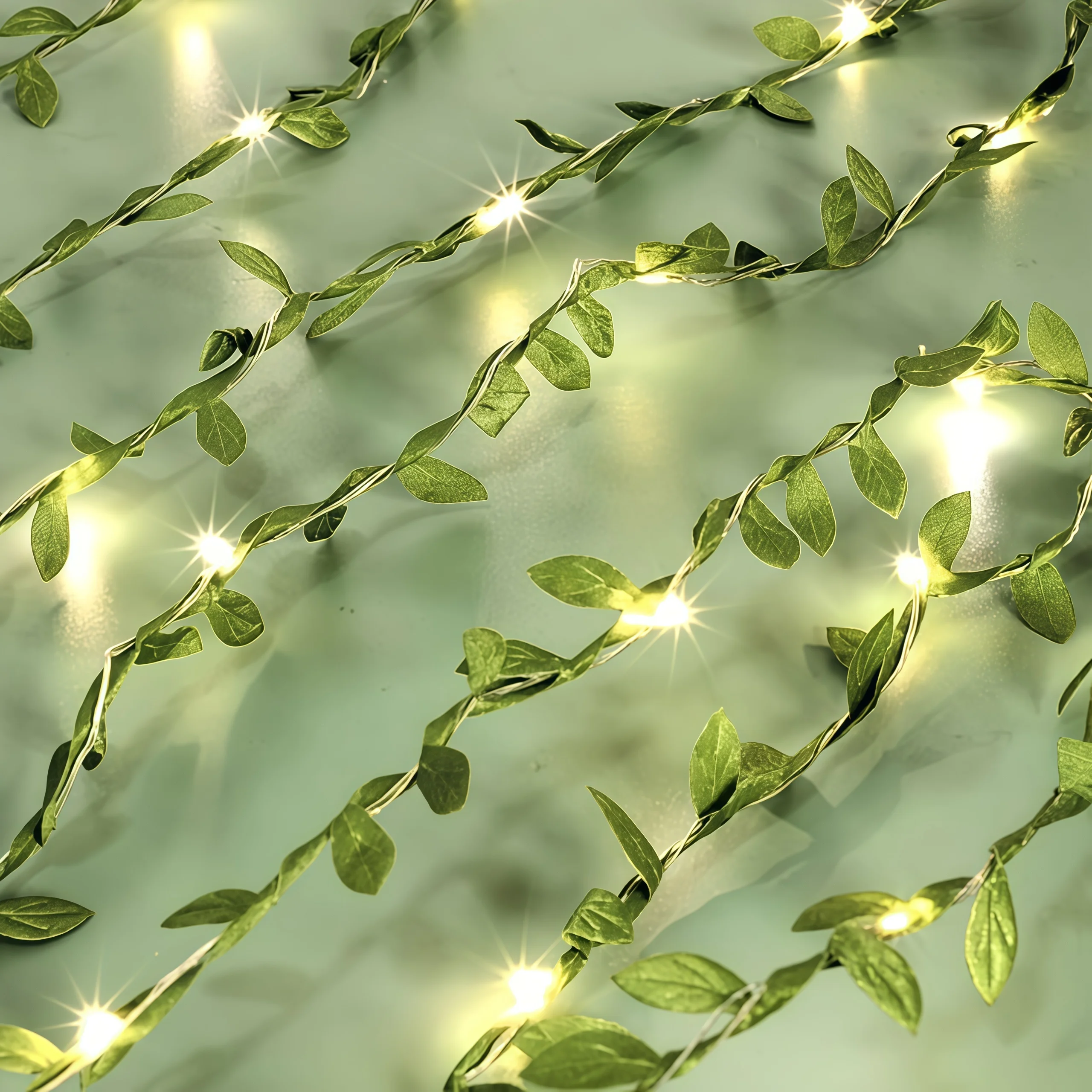 Battery Operated Green Leaves String Lights Artificial Leaf Garland LED Fairy Lights for Hanging Wedding Christmas Decoration