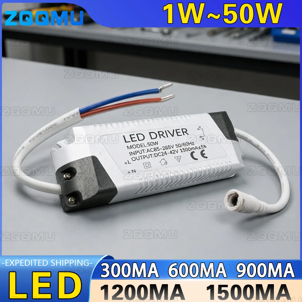 LED Driver 8-12W 12-18W 18-24W 25-36W 50W Constant Current 300MA 600MA 900MA 1200MA For DIY Power Supply Lighting Transformer