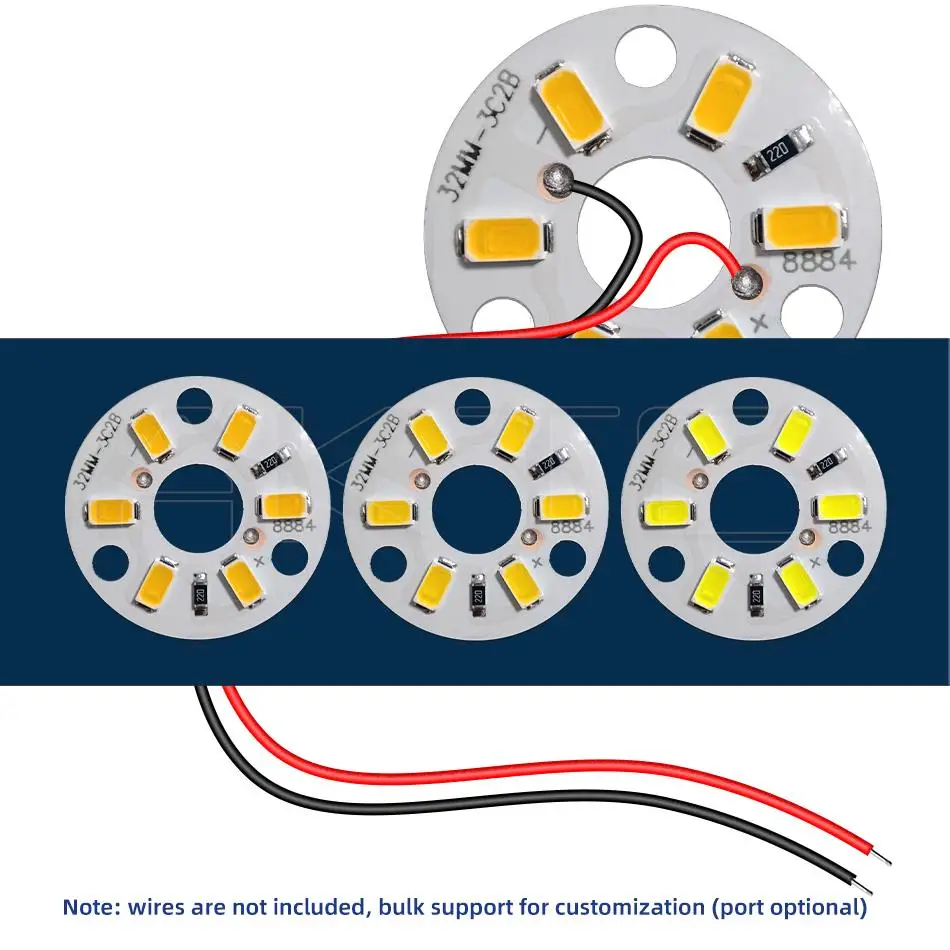 10 Pcs New Highlight LED Light Board DC 12V 3W SMD5730 6LEDs Light Source Aluminum Panel Round Dia 32mm Warm White Natural Light