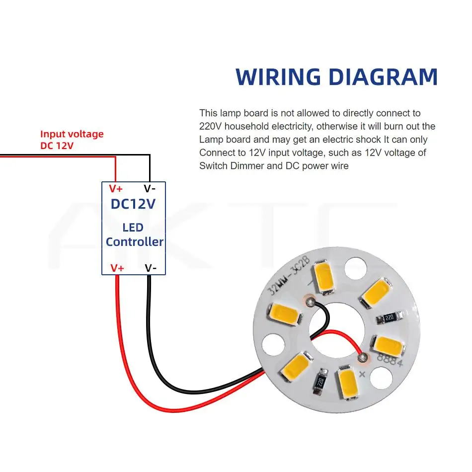 10 Pcs New Highlight LED Light Board DC 12V 3W SMD5730 6LEDs Light Source Aluminum Panel Round Dia 32mm Warm White Natural Light