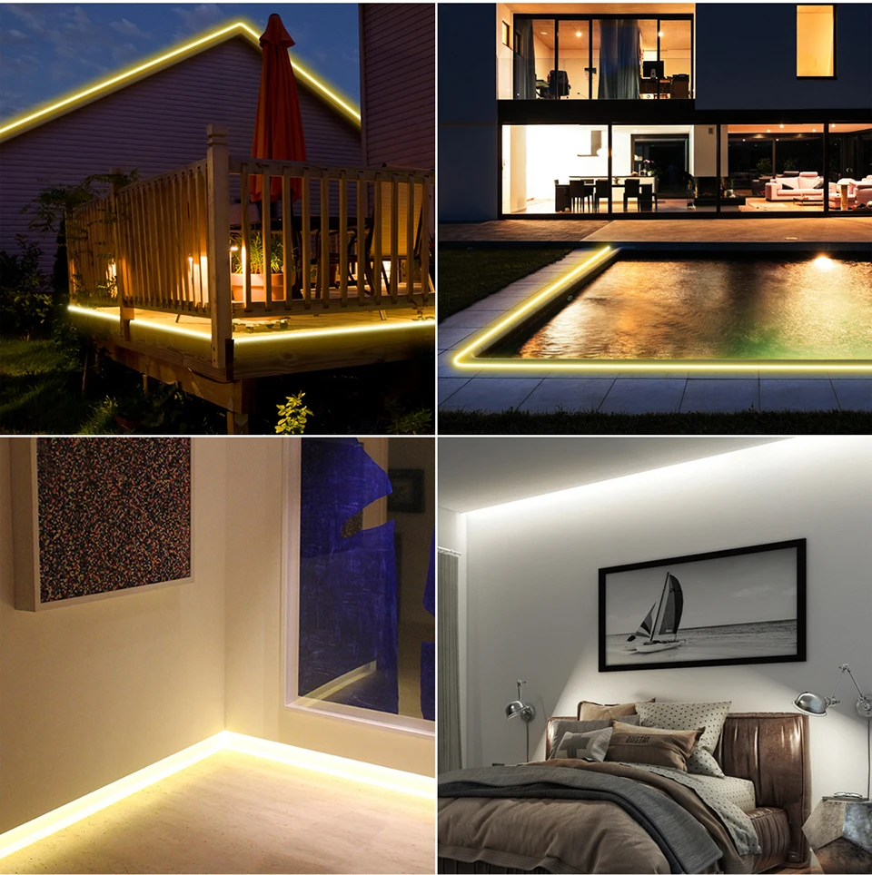 110V 220v High Brightness COB Led Strip for Room Waterproof Led Tape Flexible Ribbon for Bedroom Kitchen Outdoor Garden Lighting