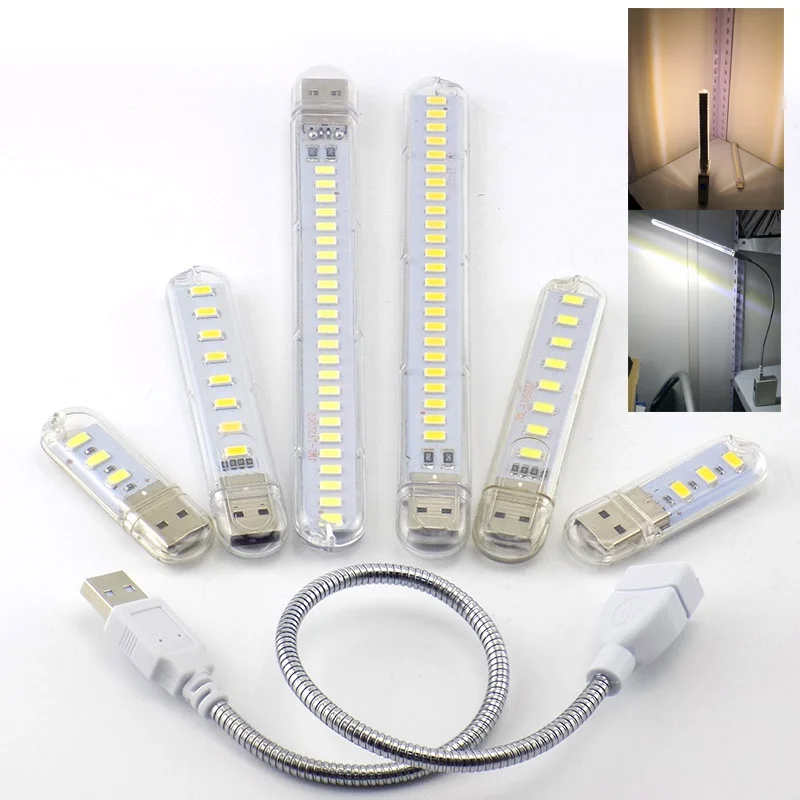1PC Portable Mini 3/8/10/20/24 LED 5V USB DC Warm White Lamp Book Reading FLashlight Night Light Lighting for Lighting Computer
