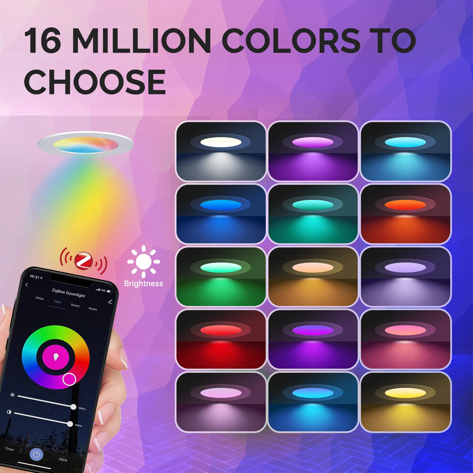 MOES ZigBee Downlight Tuya Ultra Thin Tube Lamp Spot Lamp 6W RGB Change Warm Cool Light Work with Alexa Google Home Smart Life