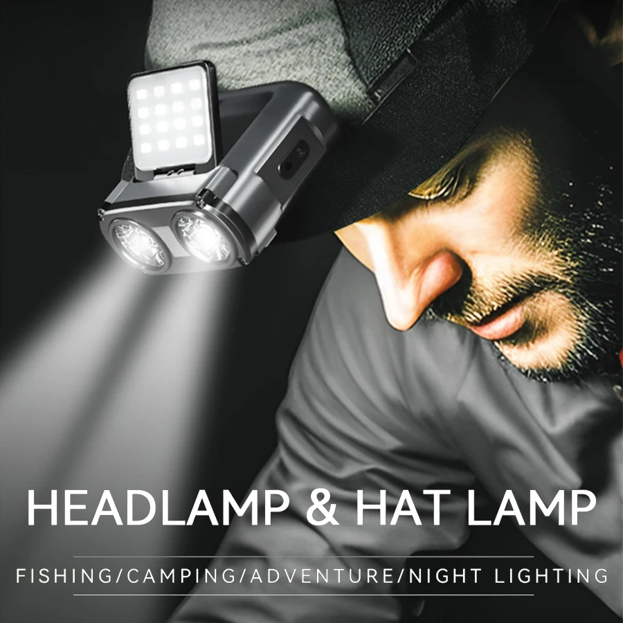 Sensor COB LED Headlamp Cap Clip Light USB Rechargeable Head Flashlight Built-in Battery Headlight Led Head for Fishing Camping