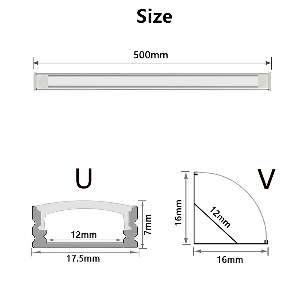 Aluminum Profile Channel Holder for LED Strip Light Bar, Cabinet Lamp, Kitchen Closet, Aluminum Corner, 1-30Pcs per Lot