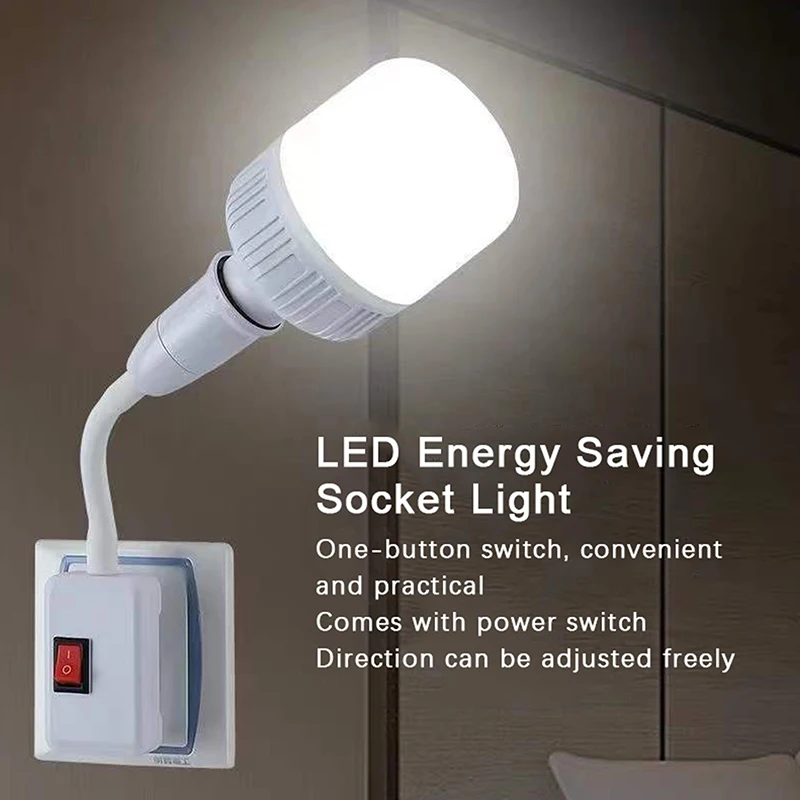 High Quality Household E27 Lamp Base Flexible Bend Wall Light Socket Adapter Plug Switch Lamp Bulb Extension Holder