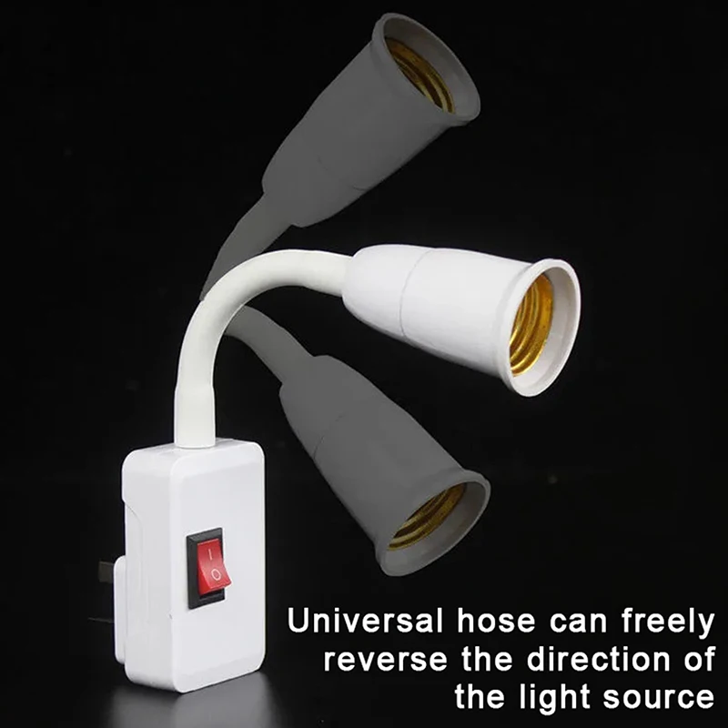 High Quality Household E27 Lamp Base Flexible Bend Wall Light Socket Adapter Plug Switch Lamp Bulb Extension Holder