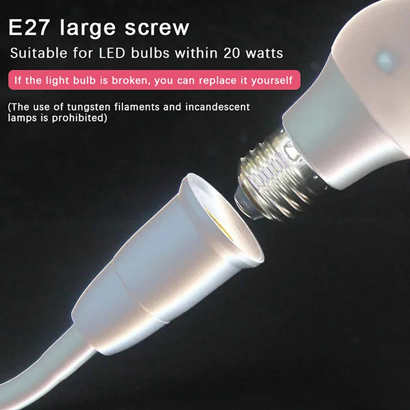 High Quality Household E27 Lamp Base Flexible Bend Wall Light Socket Adapter Plug Switch Lamp Bulb Extension Holder