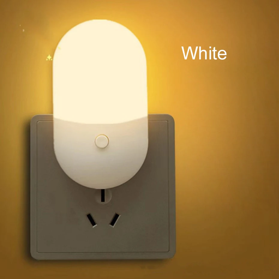 EU/US Plug Night Lights LED Bedside Lamp AC220V Bedroom Living Room Baby Feeding Room Corridor WC Lighting Mini Cute Night Lamp
