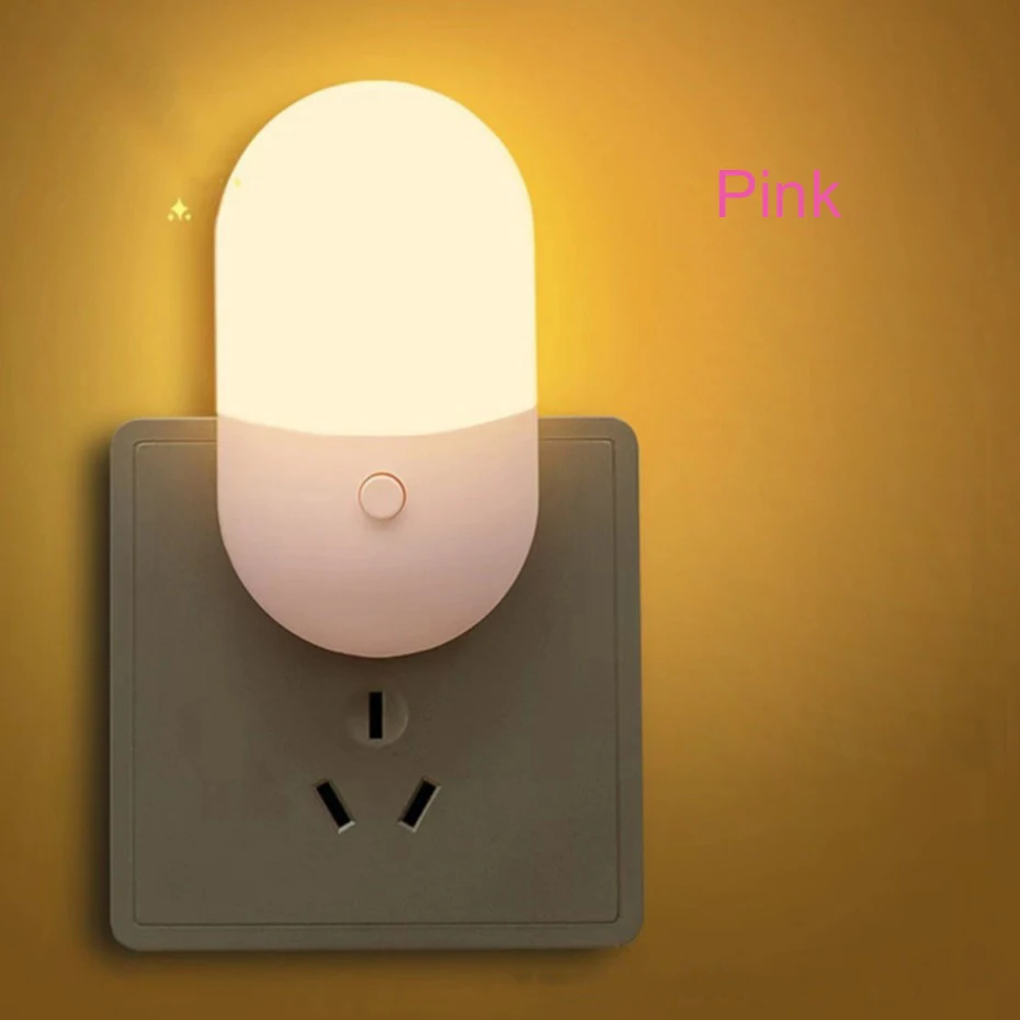 EU/US Plug Night Lights LED Bedside Lamp AC220V Bedroom Living Room Baby Feeding Room Corridor WC Lighting Mini Cute Night Lamp