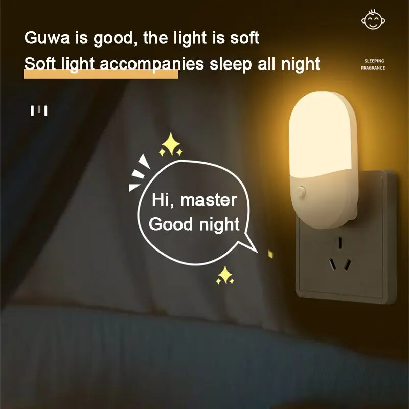 EU/US Plug Night Lights LED Bedside Lamp AC220V Bedroom Living Room Baby Feeding Room Corridor WC Lighting Mini Cute Night Lamp