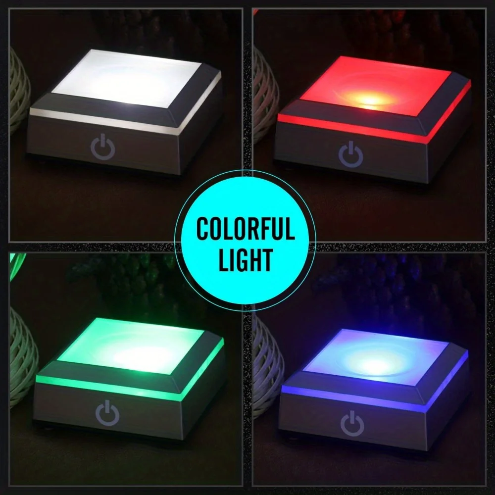Touch LED Light Base Colorful 3D Crystal Glass Art Crystal Display Lamp Base Stand for Room laser Decorate lamp holder