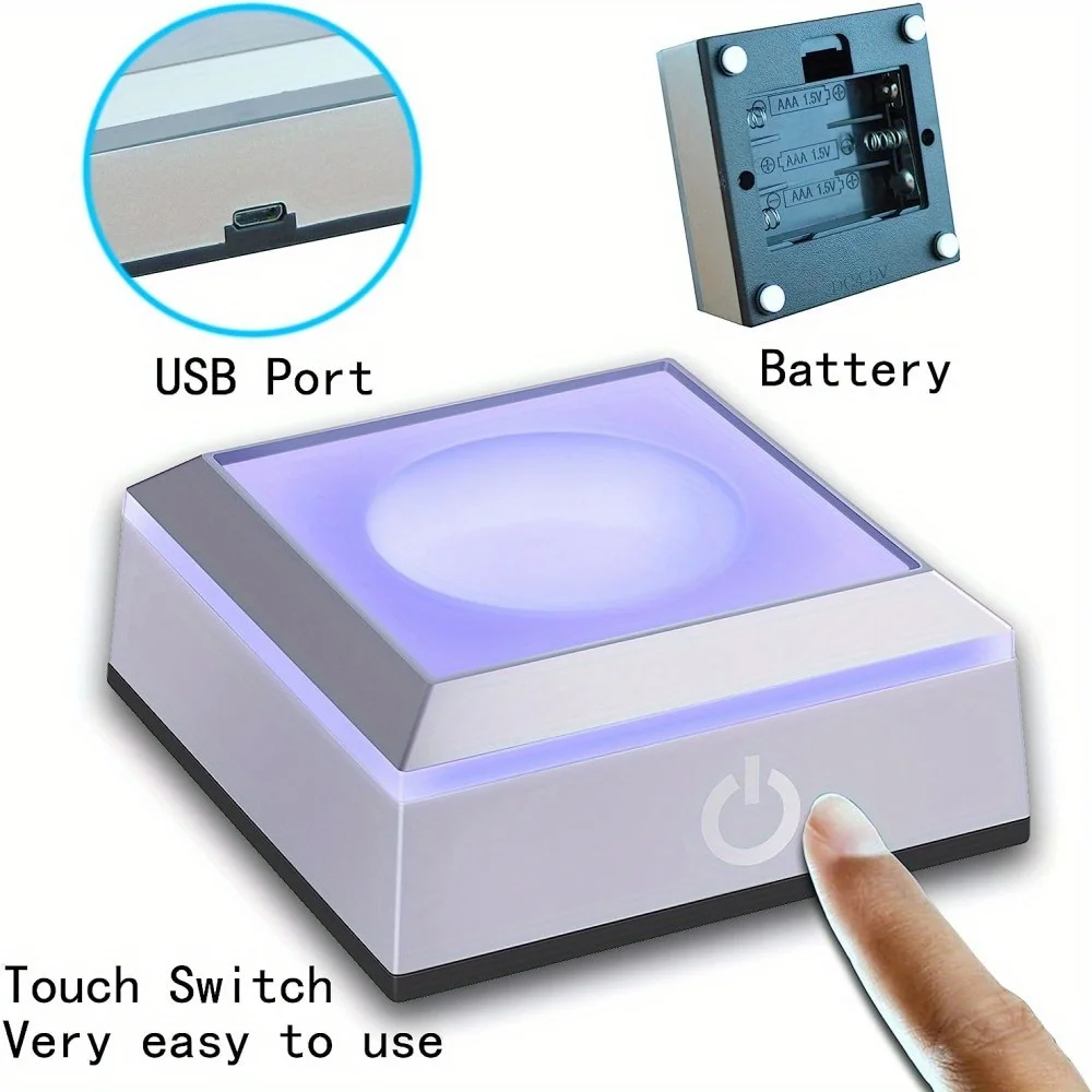 Touch LED Light Base Colorful 3D Crystal Glass Art Crystal Display Lamp Base Stand for Room laser Decorate lamp holder