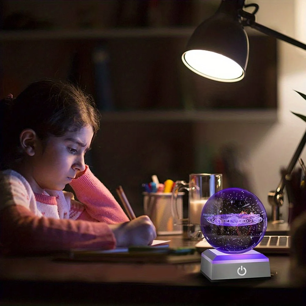 Touch LED Light Base Colorful 3D Crystal Glass Art Crystal Display Lamp Base Stand for Room laser Decorate lamp holder