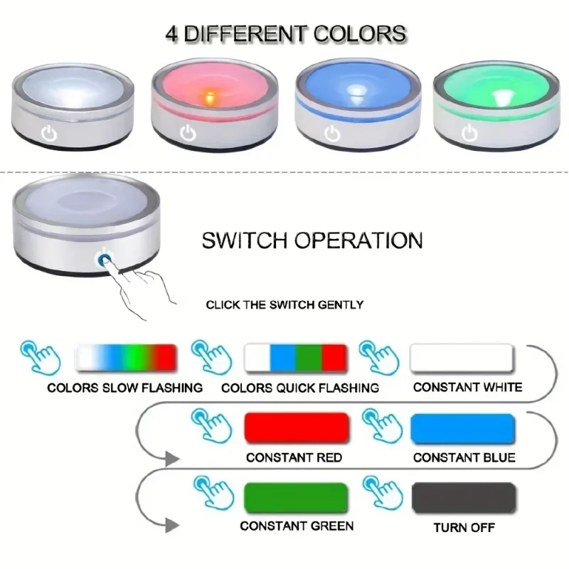 Touch LED Light Base Colorful 3D Crystal Glass Art Crystal Display Lamp Base Stand for Room laser Decorate lamp holder