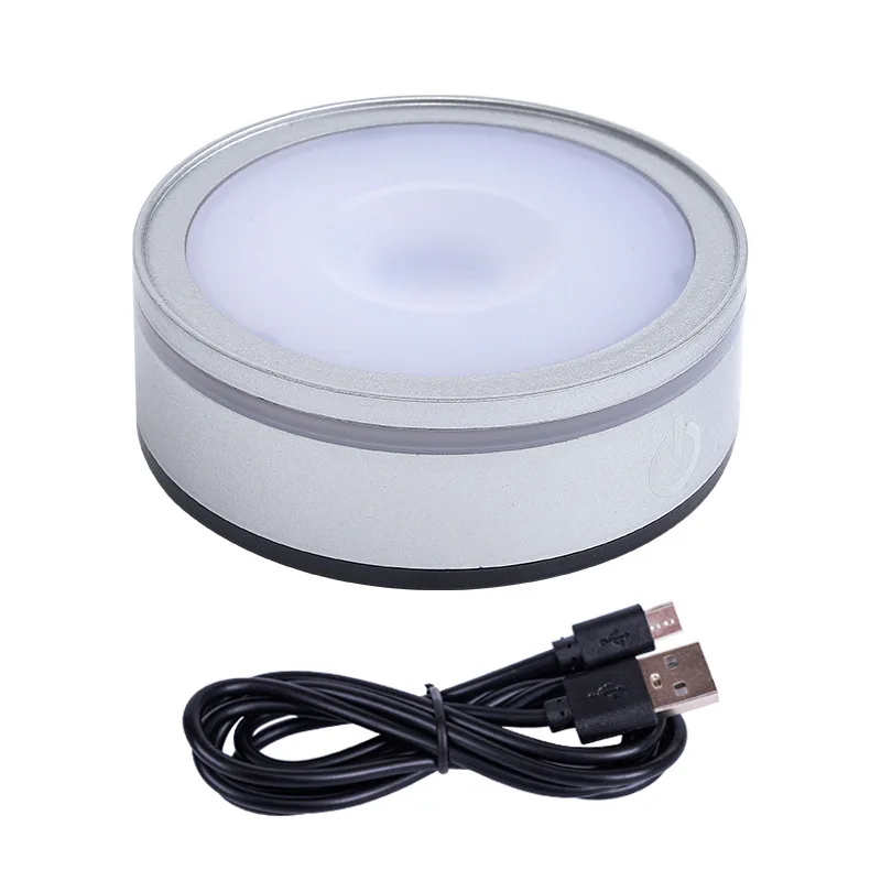 Touch LED Light Base Colorful 3D Crystal Glass Art Crystal Display Lamp Base Stand for Room laser Decorate lamp holder