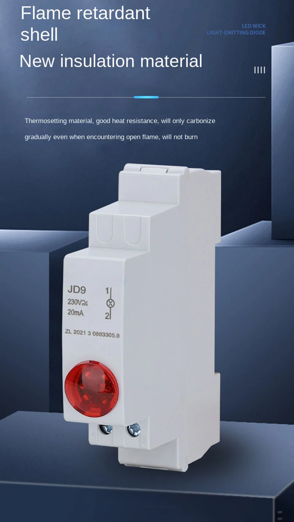 DIN rail Signal light LED Power indicator light Mount Signal Light DC AC220v 24v green red Start stop work indication JD9