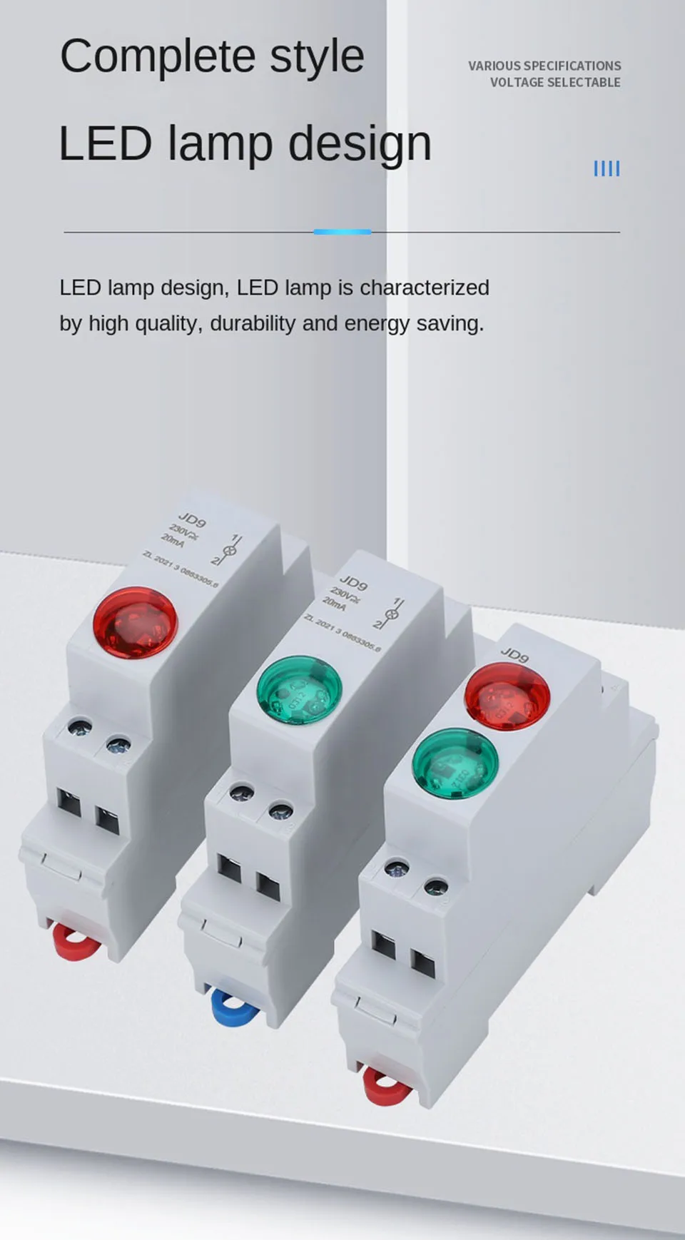 DIN rail Signal light LED Power indicator light Mount Signal Light DC AC220v 24v green red Start stop work indication JD9