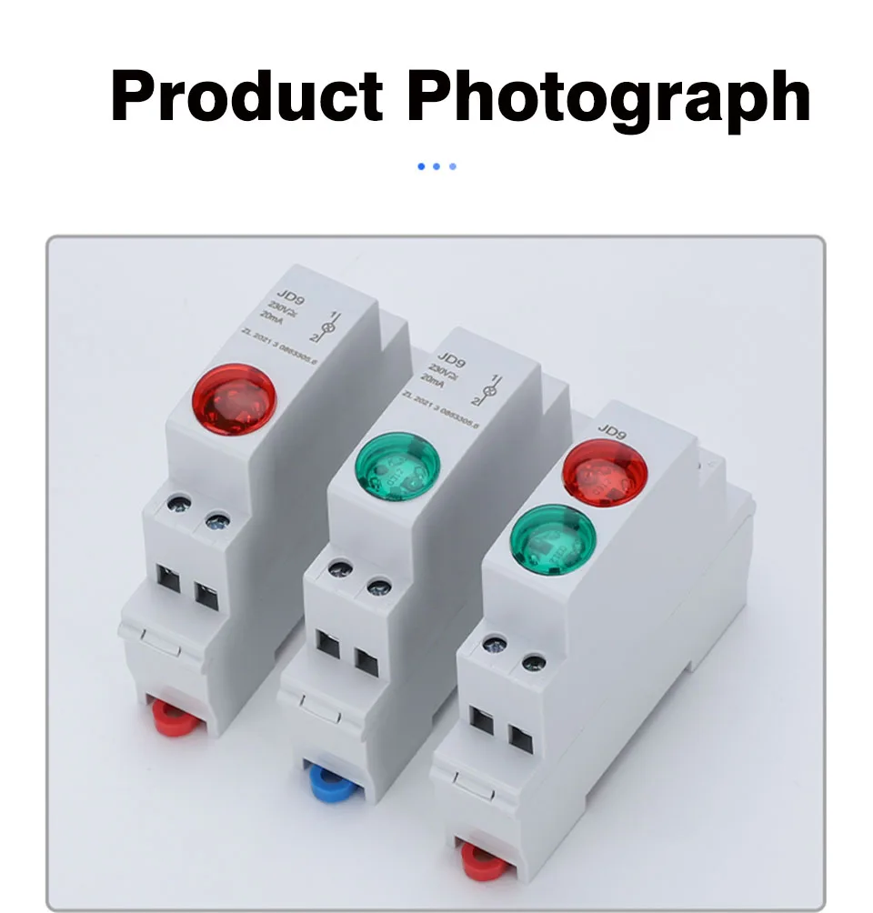 DIN rail Signal light LED Power indicator light Mount Signal Light DC AC220v 24v green red Start stop work indication JD9