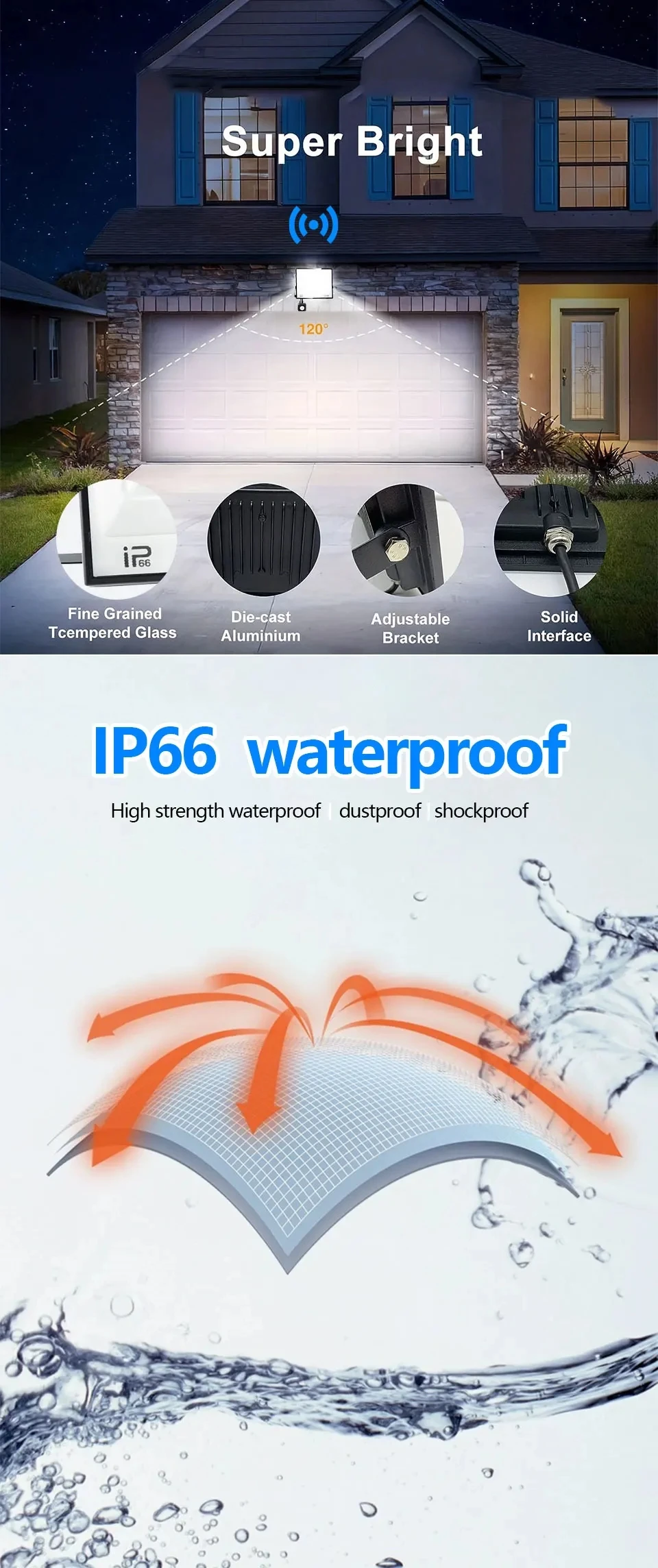 LED Flood Light Spotlight AC220V 110V 10-300W IP66 Waterproof For Outdoor Wall Garden Wall Flood Lights LED Projector