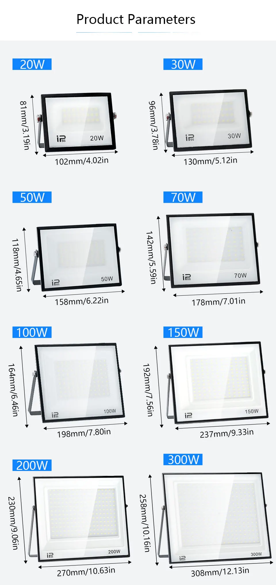 LED Flood Light Spotlight AC220V 110V 10-300W IP66 Waterproof For Outdoor Wall Garden Wall Flood Lights LED Projector