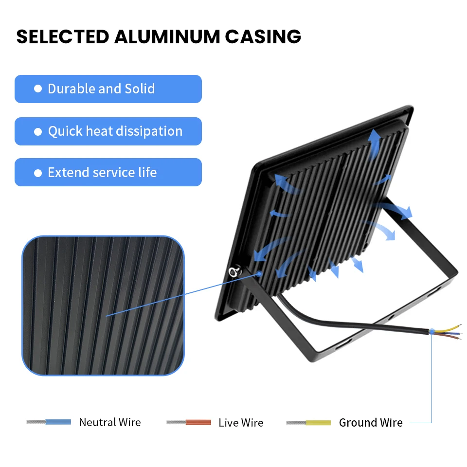 LED Flood Light Spotlight AC220V 110V 10-300W IP66 Waterproof For Outdoor Wall Garden Wall Flood Lights LED Projector