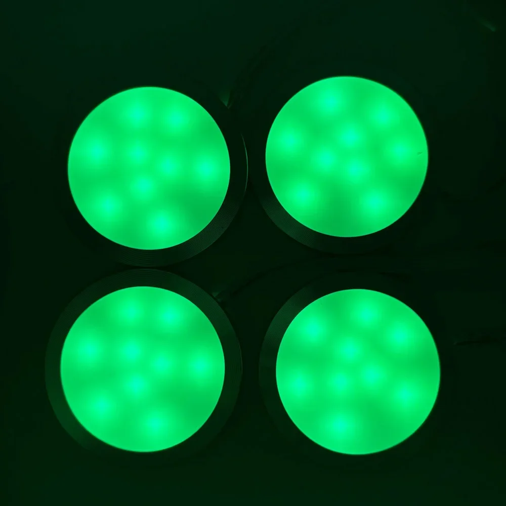 DC12V Tuya Zigbee LED Round Under Cabinet Light Kit RGB Color Change Dimming for Kitchen Shelf,Voice Control Google Alexa Echo