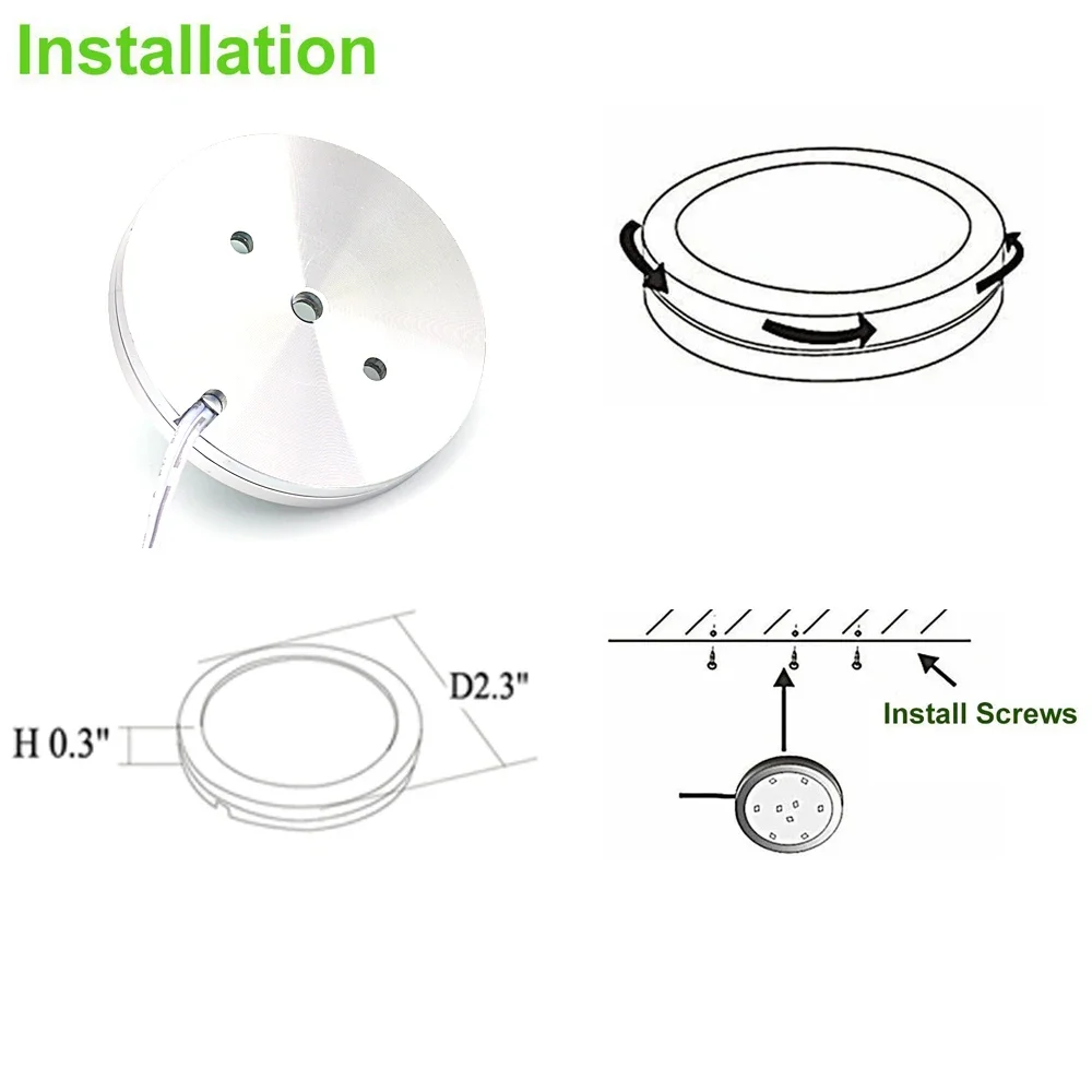 DC12V Tuya Zigbee LED Round Under Cabinet Light Kit RGB Color Change Dimming for Kitchen Shelf,Voice Control Google Alexa Echo