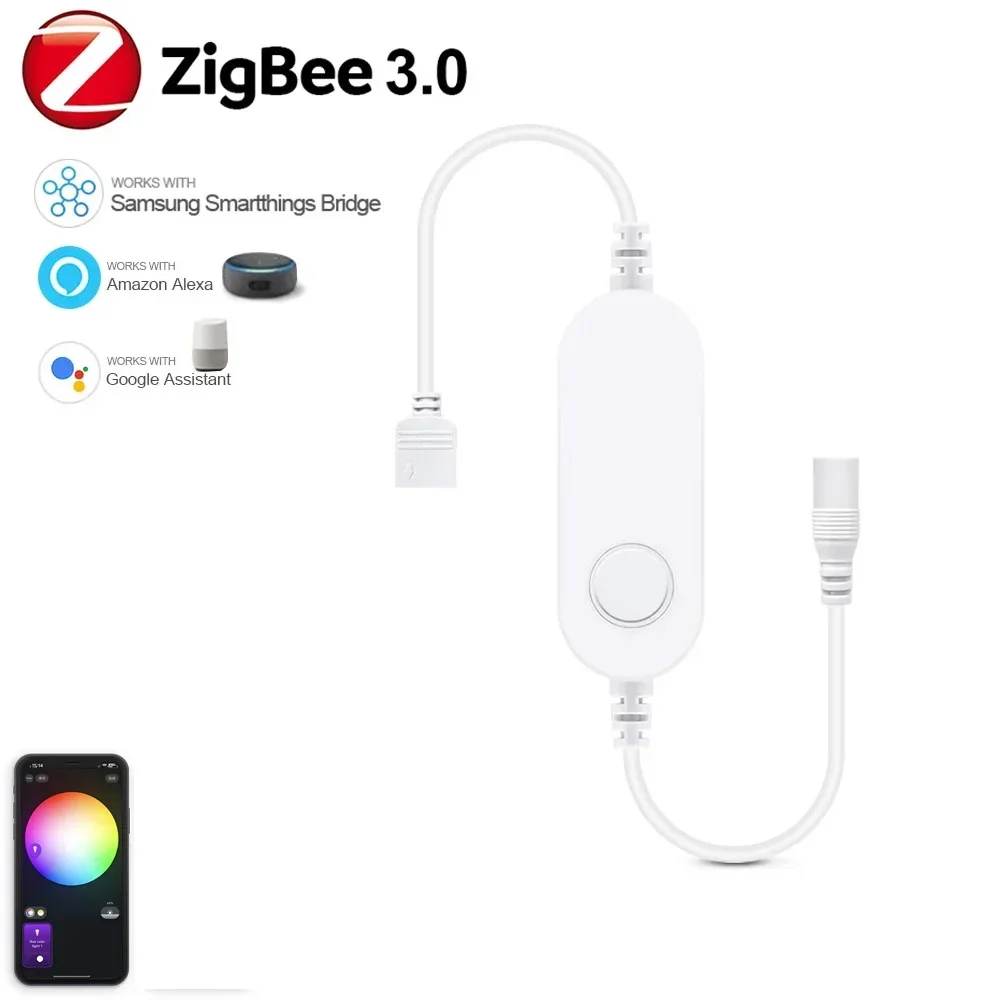 DC12V Tuya Zigbee LED Round Under Cabinet Light Kit RGB Color Change Dimming for Kitchen Shelf,Voice Control Google Alexa Echo
