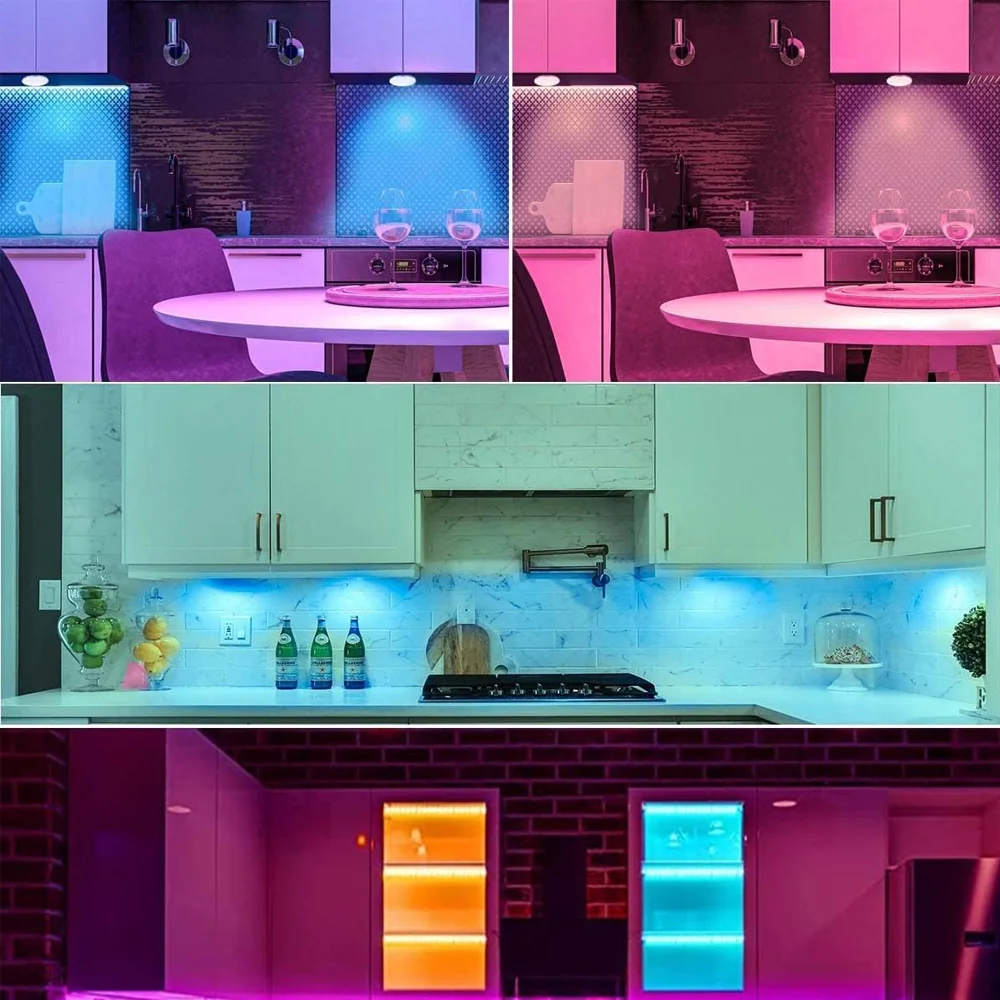 DC12V Tuya Zigbee LED Round Under Cabinet Light Kit RGB Color Change Dimming for Kitchen Shelf,Voice Control Google Alexa Echo