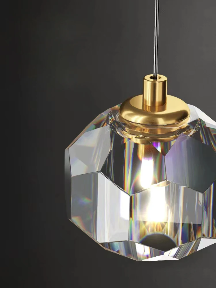 Modern Simple Crystal Pendant Light Luxury Bedroom Bedside Hanging Lamp Nordic Minimalist Long Line Living Room Home Decor