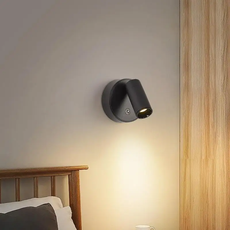 Magnetic Base USB Rechargeable LED Cordless Wall Light with Touch Switch Black White Magnet Dimmable Bedside Lamp for Reading