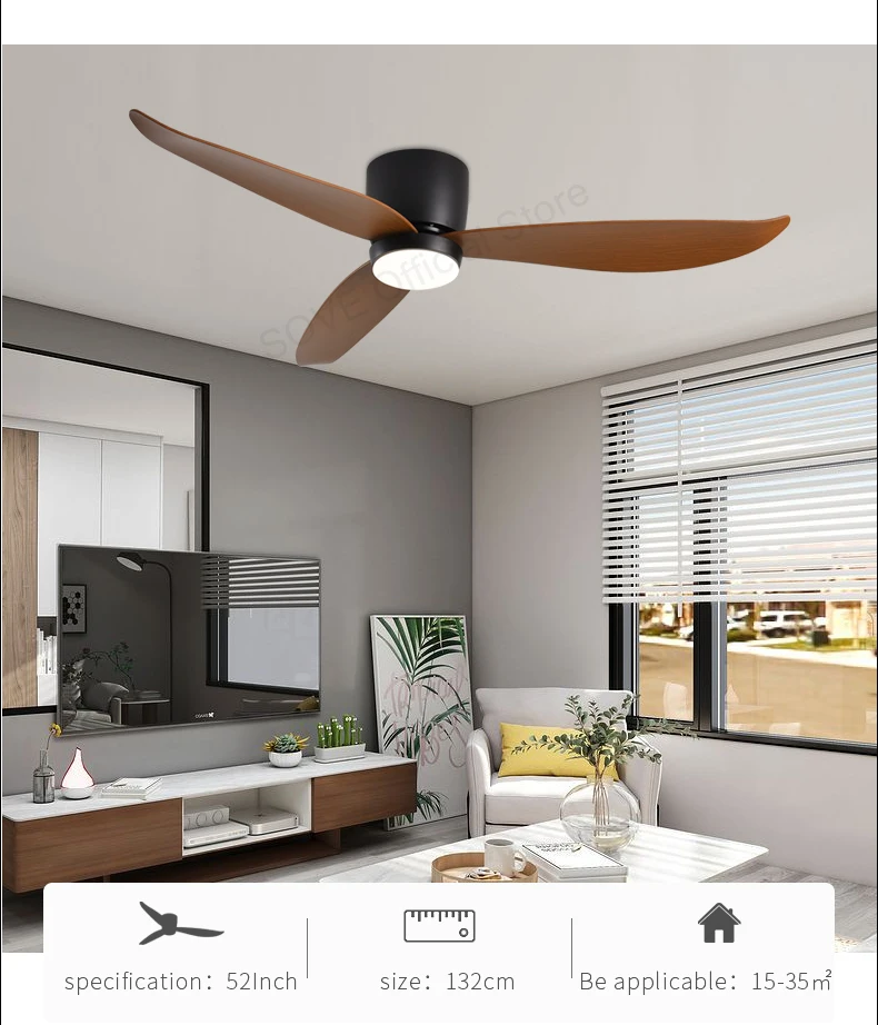 SOVE Modern Led Ceiling Fan Kitchen Living Room Dining Room Household High Air Volume Remote Control Pendant Light