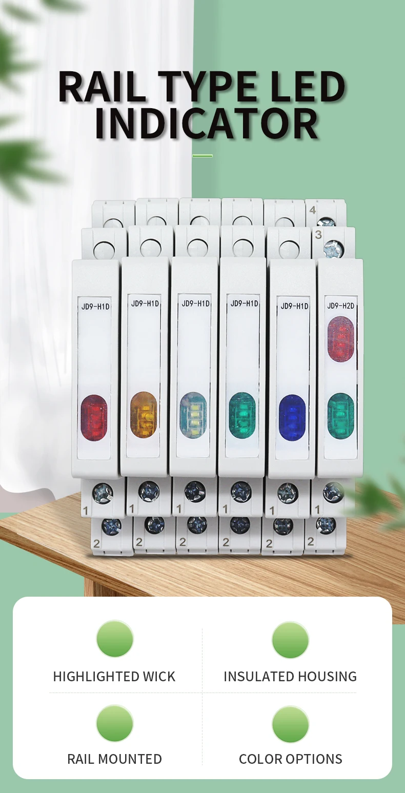 1PC Din Rail Indicator Light JD9 AC/DC 230V Signal Lamp Pilot Lights 50/60Hz Thin Style Dual/Single Lamp