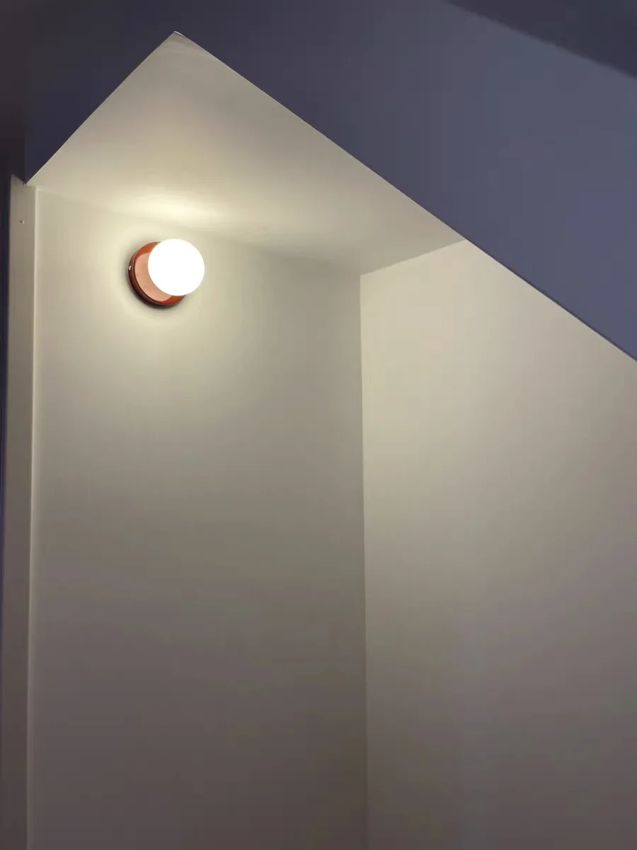Macaron Soft Style Small Wall Lamp Iron Base With Plastic Material Ball Lampshade Sconce Light Modern Home Decor Soft E27 Lustre