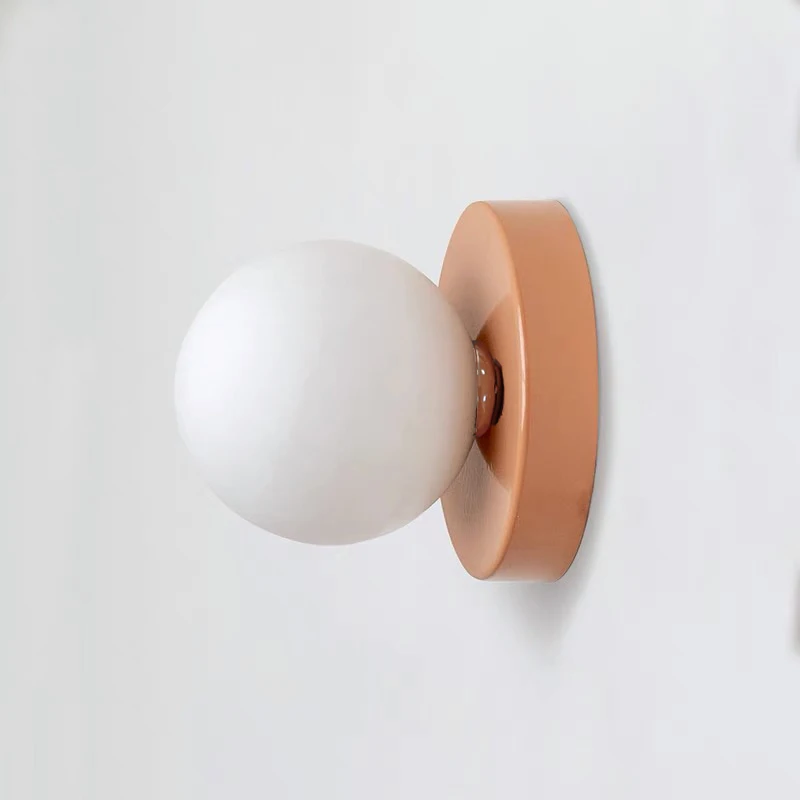 Macaron Soft Style Small Wall Lamp Iron Base With Plastic Material Ball Lampshade Sconce Light Modern Home Decor Soft E27 Lustre