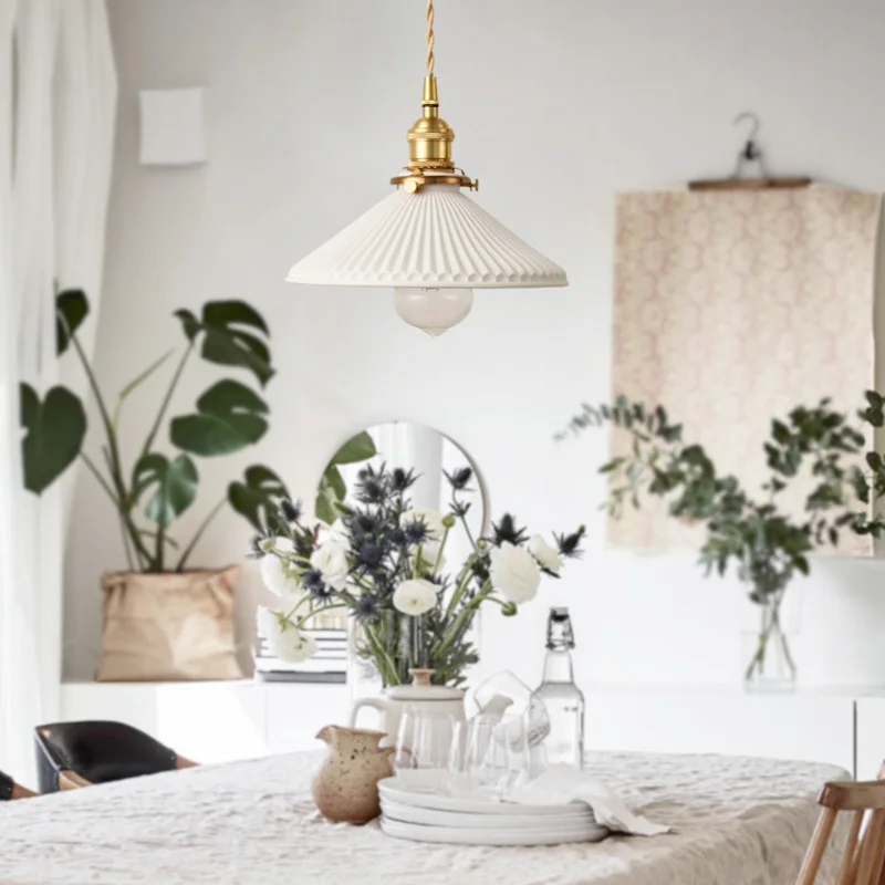 Japanese-style Ceramic Nordic Hotel Bar Shop Homestay Living Room Soft Installation Bronze Retro Net Red Chandelier Porch