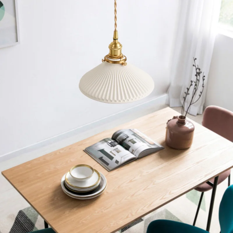 Japanese-style Ceramic Nordic Hotel Bar Shop Homestay Living Room Soft Installation Bronze Retro Net Red Chandelier Porch